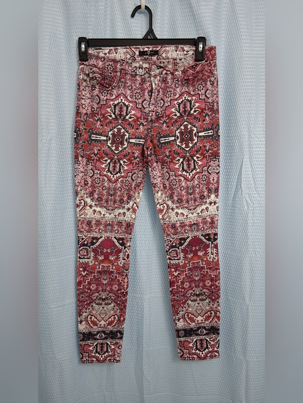 7 For All Mankind Red and Cream Aztec Print Jeans